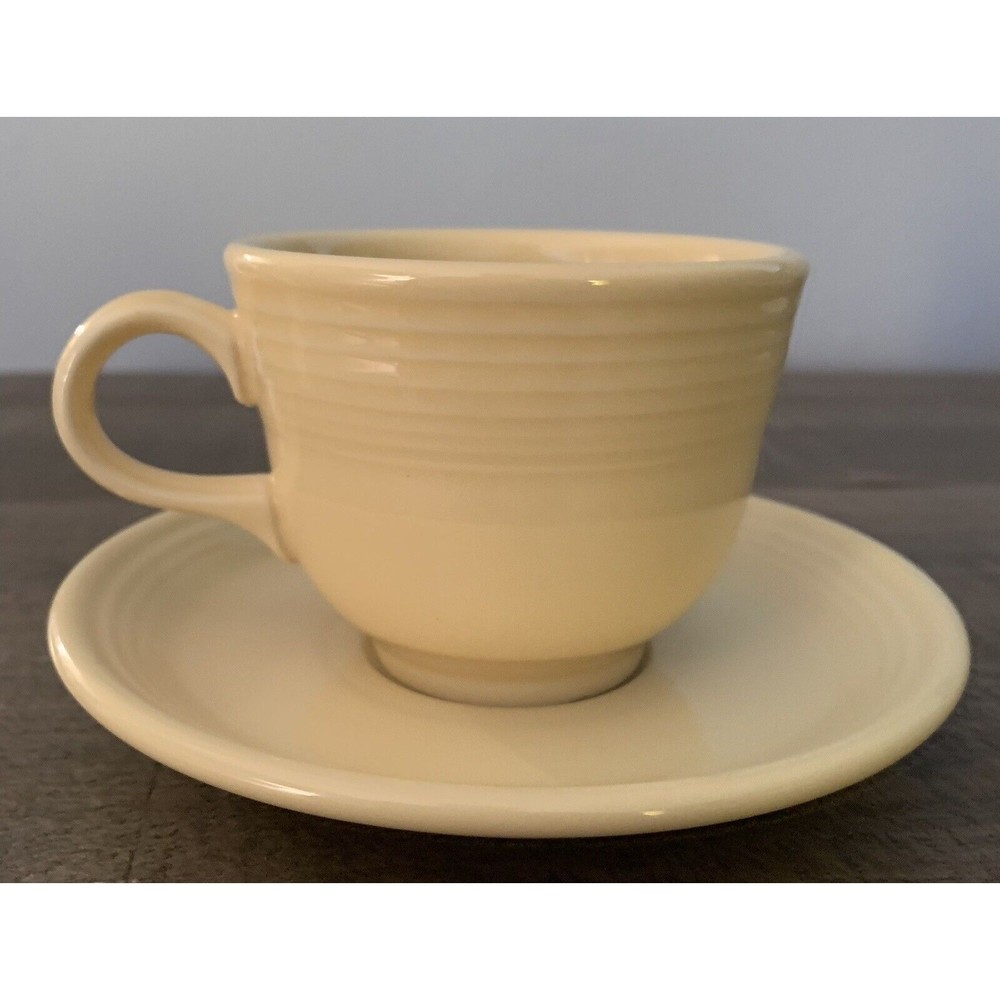 Fiestaware Fiesta Pale Yellow Tom and Jerry Tapered Cup and Saucer Set